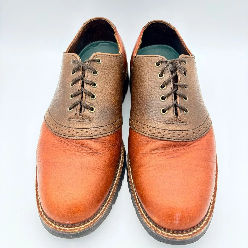 H.S. Trask American Bison Saddle Shoes Mens 9 M Brown Cognac Lug Sole Office